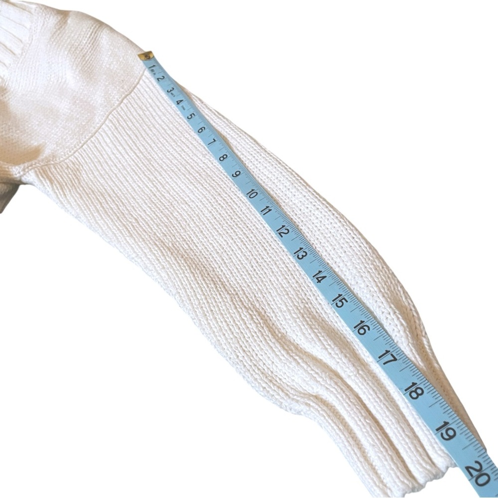 Vintage V Neck Paul Et Duffier White Cotton Ramie Deep V-Neck Knit Sweater Sz L - Picture 10 of 12